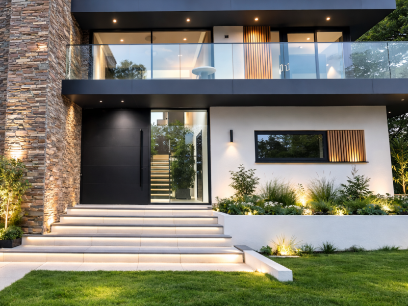 Black Front Pivot Door